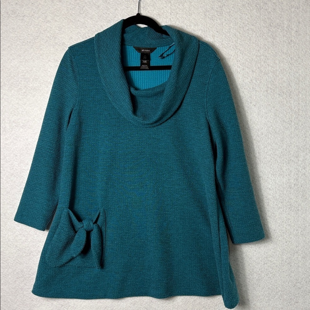 Ali Miles Teal Cowl Neck Sweater Size S